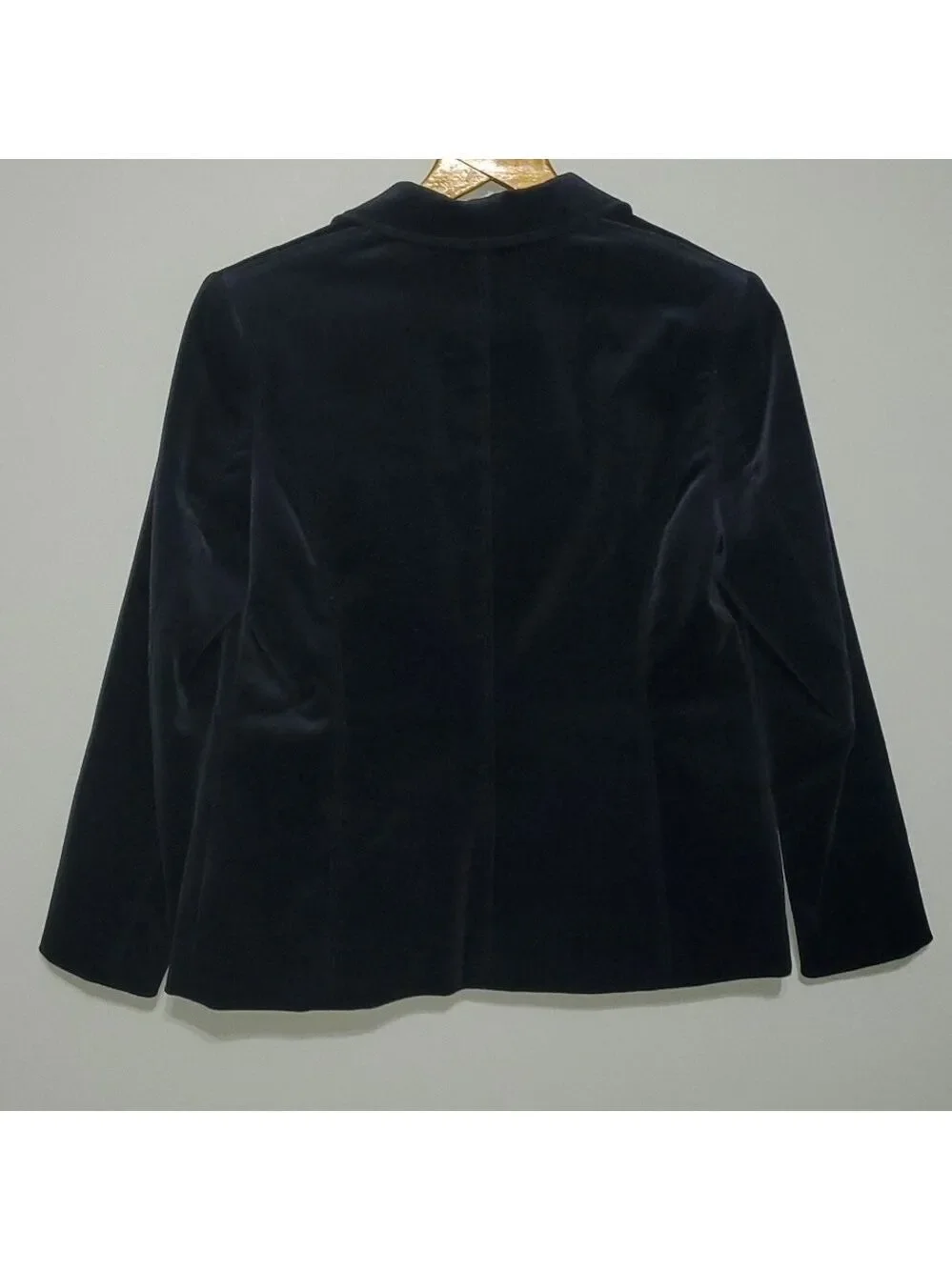 Kate Hill jacket women's size 2p 2 petite dark blue velour Velvet like l…